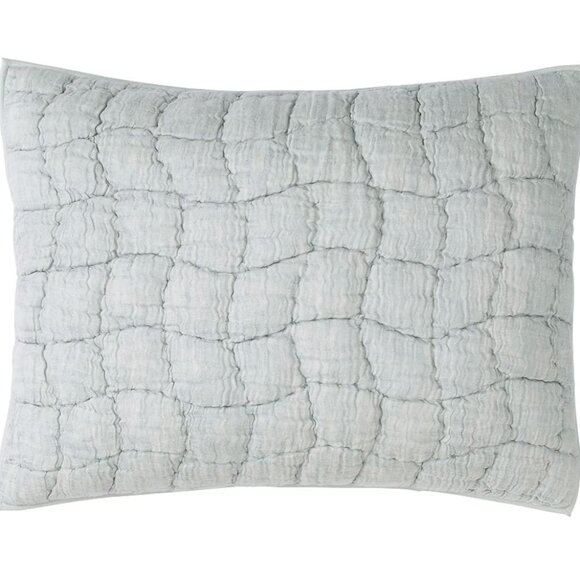 POTTERY BARN CLOUD HANDCRAFTED COTTON/LINEN QUILTED SHAM Standard CHAMBRAY x 2 - Picture 2 of 3